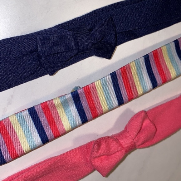 Bundle of 3 soft fabric stretchy elastic headbands for babies toddlers pink blue - Picture 5 of 5